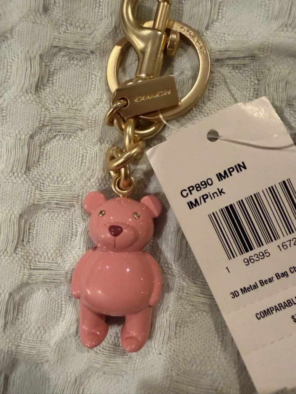 Coach Pink Bear Keychain